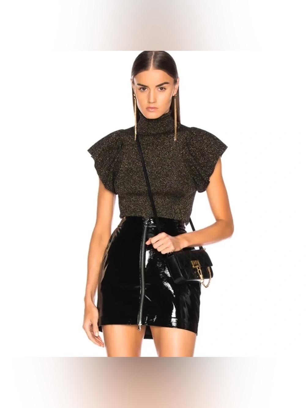 A.L.C. Minka Flutter Knit Top Metallic Size Medium